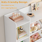 Toy Storage Organizer, Toy Organizer with 4 Movable Drawers and 4 Box Bins, Kids Playroom Storage Organization with Hidden Wheels for Living Room, Kids Room