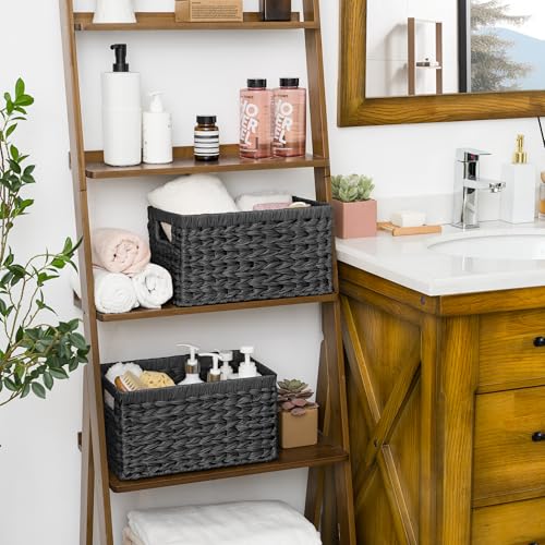 GRANNY SAYS Wicker Basket, Decorative Woven Baskets for Storage, Waterproof Storage Basket Organizer, Wicker Storage Basket for Organizing, 2-Pack, Black - color: Black, size: 13"L x 8 ¼"W x 7"H