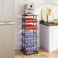 GILLAS 6 Tier with Wooden Top Water Bottle Storage with Wooden Tabletop,Metal Beverage Can Rack,Large Capacity Bottled Rack Water Bottle Holder Stand for Cabinet,Countertop Kitchen,Party,Black - size: 6 Tier With Wooden Top