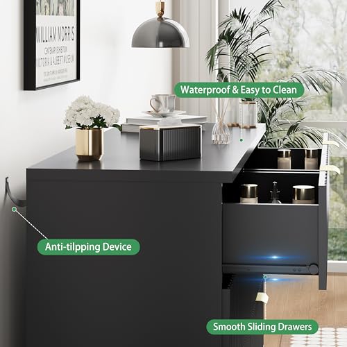Xixini Fluted Dresser for Bedroom with 6 Drawers, 48" Wide Wooden Chest of Drawers with Metal Handle, Modern Dresser TV Stand, Wood Closet Clothes Storage Organizer for Living Room, Hallway, Black - color: Black, size: 15.6"D x 47.2"W x 30.5"H (6 Drawers)