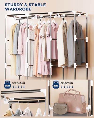 Mavivegue Portable Closet, 50 Inch Wardrobe Closet, Portable Closets for Hanging Clothes with 3 Hanging Rods and 6 Storage Shelves for Bedroom, Gray - color: Grey, size: 50" W x 17" D x 64" H