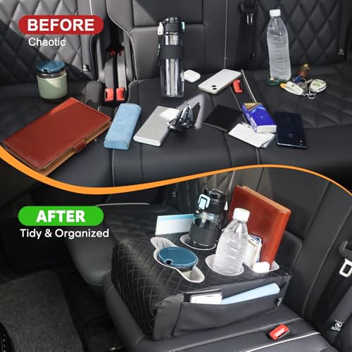 Back Seat Cup Holder for Car, Truck Bed Organizer, Car Truck Boat Organizer, Couch Cup Holder Expander Tray Holds Fit for Coffee Drink Food Snacks Remote with Side Pockets - style: Extended Style