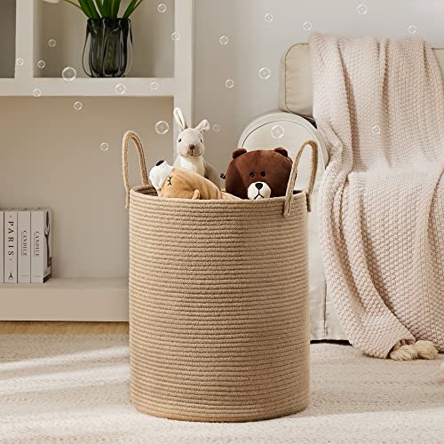 Jute Rope Laundry Hamper Basket by YOUDENOVA, 58L Tall Laundry Basket, Baby Nursery Hamper for Blanket Storage for Bedroom-Large-Jute - color: Jute Brown, size: Tall (58L )