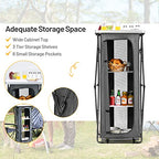 Giantex Folding Camping Storage Cabinet with 3 Shelves and Carry Bag, Portable Outdoor Organizer Kitchen Table, Quick Set-up for BBQ, Picnic, Backyard, Compact Pop-Up Cupboard, 55''H - size: 55''H