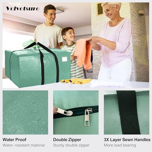 VELVETSURE 6 Pack Heavy Duty Large Moving Bags W/Backpack Straps - Strong Handles & Zippers, Storage Totes For Space Saving, Fold Flat, Alternative to Moving Box and Storage Bin, Teal - color: Teal, size: 24 Gal - 6 Pack