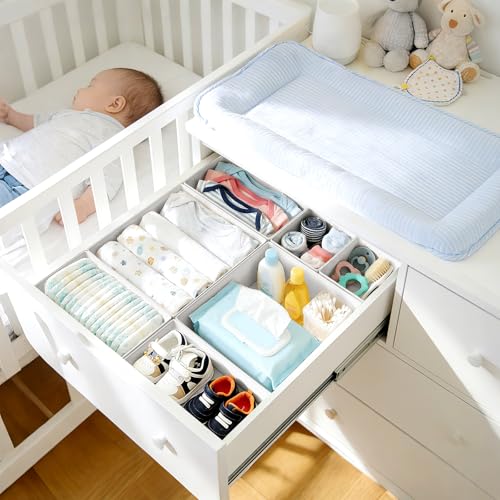 DIMJ Drawer Organizer Clothes 26 Pack - Foldable Baby Organizers and Storage & Closet Organizers for Bedroom, Closet - Nursery Organization Dresser Dividers for underwear, Sock,Bra, Belt, Tie,White - color: White, size: 26 Pack