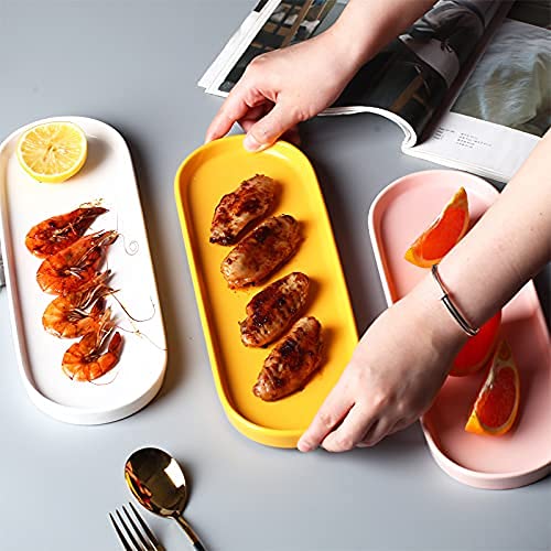 Ceramic Sink Tray, Bathroom Counter Tray, Bathtub, Cosmetics Dish, Candle, Perfume Shampoo Liquid Soap Simple Style Design Suit for Bathroom and Kitchen (White) - color: White
