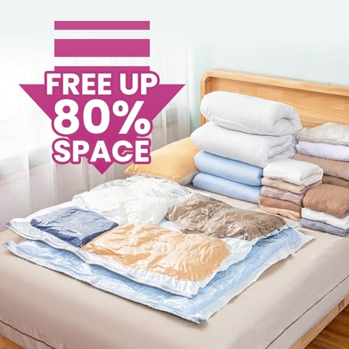 TAILI 8 Pack Vacuum Storage Bags, XXL Jumbo (47x39 Inch), Vacuum Sealed Bags for Comforter and Blankets, Bedding, Clothing, Giant Space Saver Bags for Huge Stuffed Toy - size: 8 XXL