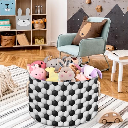 Pardick Large Round Storage Basket Sport Football Collapsible Circle Storage Bin Basket Laundry Hamper With Handle for Kids Boy Girls Toy Bedroom Living Room Nursery Room Decor Storage Organizer - color: A07:sport theme 7