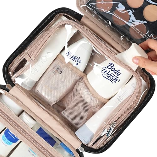 NISHEL Travel Toiletry Bag for Women, Makeup Essentials Organizer, Hanging Case for Accessories, Cosmetics, Medium Size, Black - color: Black, size: Medium