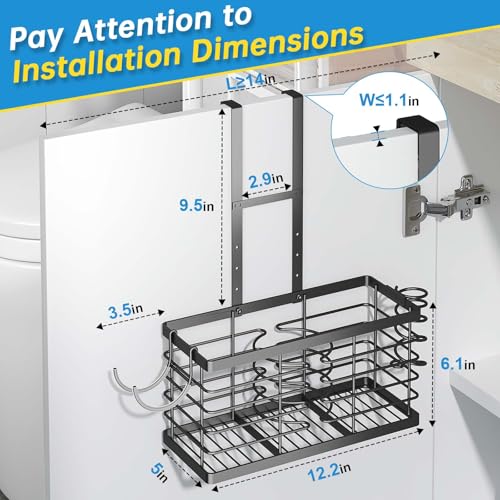 Sevenblue Hair Tool Organizer, 3-in-1 Universal Hair Dryer Holder, Adjustable Height Metal Blow Dryer Holder Wall Mounted/Over Cabinet Door/Free-Standing, 12.2 * 5 * 6.1" (XL Black) - color: XL Black
