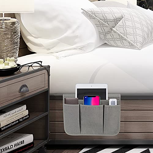 Bedside Caddy Bedside Storage Organizer Magazine Phone Tablet iPad Remote Holder, Organizer Caddy for Home College Dorm Bed, Sofa, Bunk Bed (Grey) - color: Gray