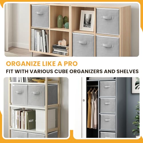 Criusia Large Storage Cubes, 13x13 Cube Storage Bins (Set of 10), Fabric Collapsible Storage Bins with Dual Handles, Foldable Cube Baskets for Shelf, Closet Organizers and Storage Box (Grey) - color: Grey, size: 10 Pack - 13 inches