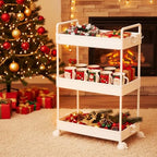 Ronlap 3 Tier Slim Rolling Storage Cart with Wheels Plastic Utility Cart Organizer for Snack Craft Art Postpartum Baby Diaper Nail Makeup in Bathroom Laundry Room Kitchen Bedside Narrow Space, White - color: White