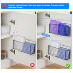 2 Pack Large Adhesive Cabinet Organizer - Lid Organizer Inside Cabinet Wall Mounted Pantry Door Caddy for Kitchen Containers Lid Kitchen Under Sink Basket