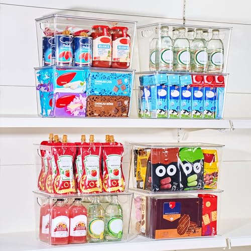 theaoo Clear Storage Bins with Lids Stackable - XLarge Plastic Containers for Pantry Organization and Storage - Perfect for kitchen,Fridge,Laundry Room,Bathroom,Garage,Closet,Cabinet Organizer -4 Pack - size: XL (Pack of 4)