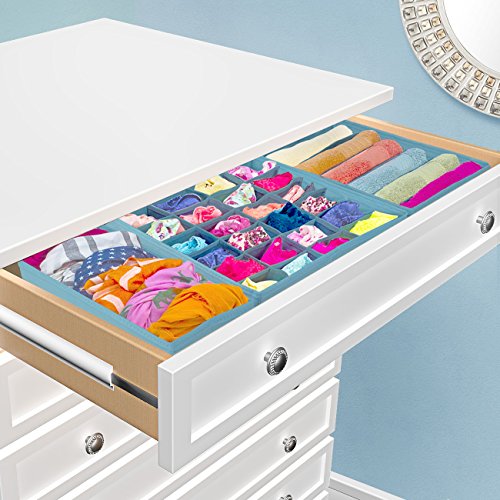 Sorbus® Set of 4 Foldable Drawer Dividers, Storage Boxes, Closet Organizers, Under Bed Organizer (Aqua) - color: Aqua