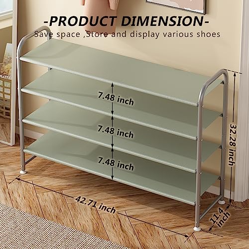INGIORDAR Shoe Rack 4 Tier Long Storage Organizer Wide Metal Shoe Shelf for Closet Entryway Grey - color: Grey, size: 4 Tier