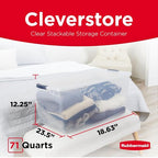 Rubbermaid Cleverstore 71 Qt Clear Storage Bins with Lids, 4-Pack, Stackable, BPA-Free, Made in USA - size: 71 Qt - 4 Pack