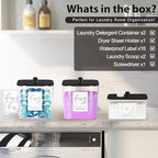COAZEX 3 Pack Plastic Laundry Pods Container & Dryer Sheet Holder, Laundry Room Organization and Storage Jars with Lids, Scoops & Labels for Detergent, Powder, Scent Booster(Black Lid) - color: C-2+1 Pack(Black Lid)
