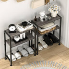 Narrow Side Table for Small Space, 2-Tier Small End Table with Shelf Holder, Slim Nightstand, Skinny Snack Couch Table in Living Room, Bedroom, Study, Kitchen and Balcony (Grey) - color: Grey