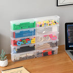 10 Pack Clear Plastic Pencil Case Boxes - Narrow Stackable Storage Organizers with Snap Lids for Pens, Markers, Makeup Brushes, Art Supplies, Beads, Jewelry, School Office Use, Rectangular Narrow - size: Clear Rectangular Narrow - 10 Pack