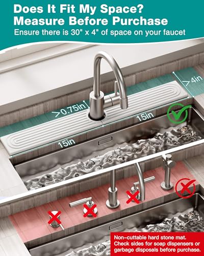 Stone Faucet Mat for Kitchen Sink, Diatomite Sink Protectors - Prevent Moisture Drying Stone Tray Fit Kitchen Counter & Bathroom Counter (White, 30"L x 4"W) - color: White, size: 30" x 4"