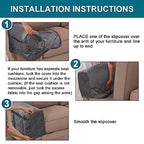 Velvet Quilted Armrest Covers - Water-Resistant Sofa Arm Protectors Set of 2 with Side Pocket Organizer, Non-Slip Furniture Covers for Chairs & Couches (Gray) - color: Gray