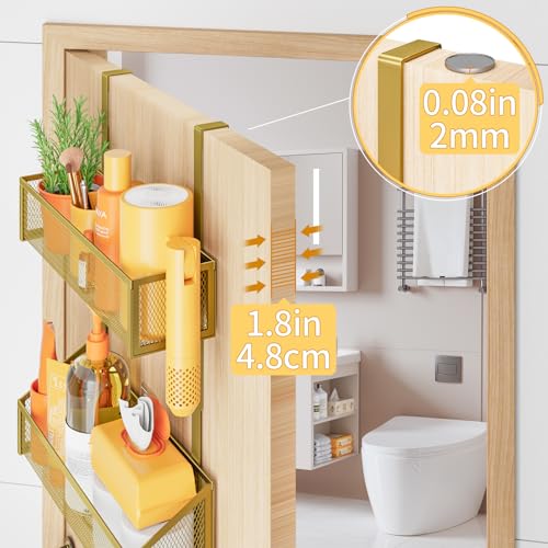 Kaiferty Over The Door Hooks Organizer, Coat Rack Over The Door Storage Hanger Towel Rack, Back of Door Storage Organizer for Bathroom,Bedroom,Kitchen,Office (Gold, 3-Tier) - color: Gold, size: 3-Tier