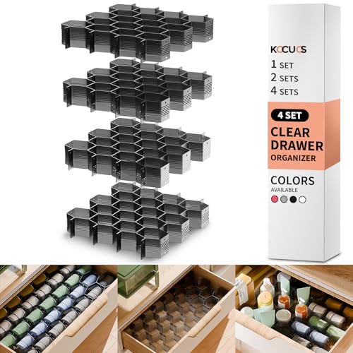 Honeycomb Separator Adjustable Drawer Organizer Divider for Underwear Belt-Scarf Socks Organizer (Black(4pcs)) - color: Black(4pcs)