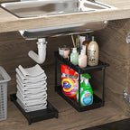 SimpleHouseware Standard 3-Tier Slim Rolling Storage Cart, Black - color: Black