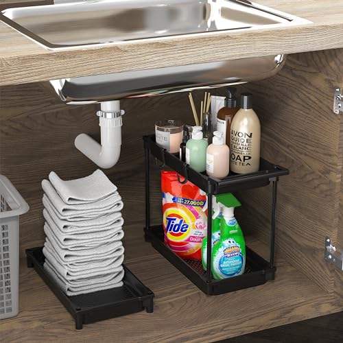 SimpleHouseware Standard 3-Tier Slim Rolling Storage Cart, Black - color: Black