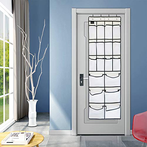 1 Pack Extra Large Hanging Over Door Shoe Organizers, Hanging Storage Shoe Rack for Closet, with 4 Hooks Shoes Holder for Closet Bedroom, 12+6Pockets White (59 x 21.6 inch) - color: a-white-1pcs