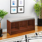ClosetMaid 1633 Cubeicals 3-Cube Storage Bench, Dark Cherry with Gray Cushion - color: Dark Cherry With Gray Cushion