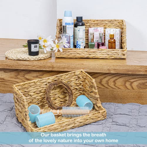 VATIMA Water Hyacinth Storage Baskets for Organizing, Medium Open-Front Wicker Basket for Kitchen, for Shelves, 11.8” x 7.5” x 5.5”, 2 Pack - color: Water Hyacinth, size: 2-Pack Open-Front (11.8"L x 7.5"W x 5.5"H)