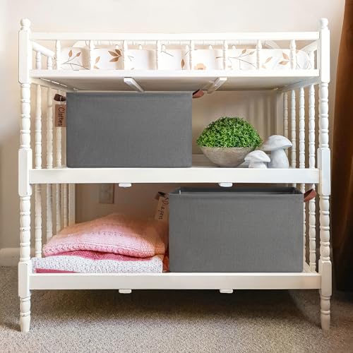 CHICVITA Storage Baskets for Shelves, 19" x 13" x 11" Fabric Storage Bins with Metal Frame Handles, Extra Large Closet Storage Baskets for Organizing, Gray, 2-Pack - color: Grey, size: 19" L x 13" W x 11" H