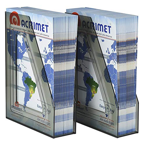 Acrimet Magazine File Holder Bin Storage, Vertical Rack for Documents, Folders and Mail, Durable Plastic Desk Organizer for Office & Home (Clear Gray Color) (2 Pack) - color: Clear Gray