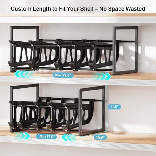 iSPECLE Expandable Can Storage Organizer Pantry, 2 Pack Large Capacity 80 Cans Pantry Organizers and Storage, Auto Rolling Dispenser & Stackable Holder for Deep Pantry Shelves, Black - color: 80 Cans, Black