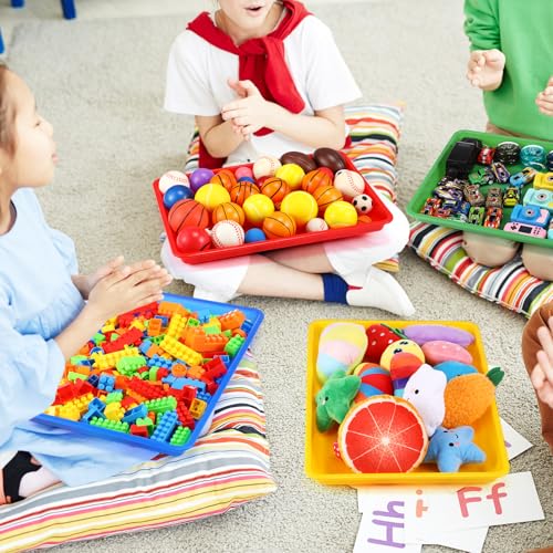 Hoteam 10 Pcs Flat Storage Organizer Tray Bin Paper Tray for Classroom Plastic Stackable File Organizer for School Office Teacher Book Organization(Multicolor,16.14 x 11.81 x 1.38 Inch) - color: Multicolor, size: 16.14 x 11.81 x 1.38 Inch