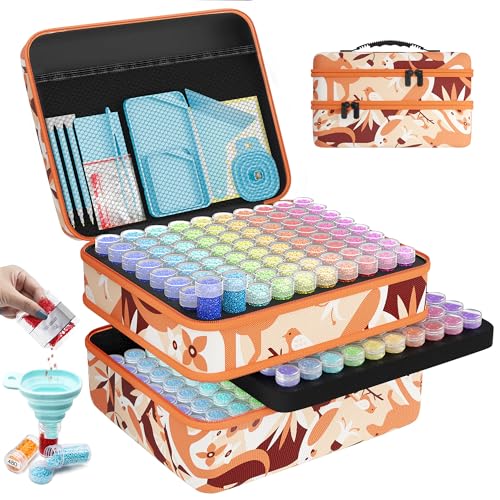 ARTDOT 240 Slots Storage Container for Diamond Art Kits for Adults,Portable Bead Storage Boxes for Diamond Painting Accessories and Tools - color: Orange, size: X-Large