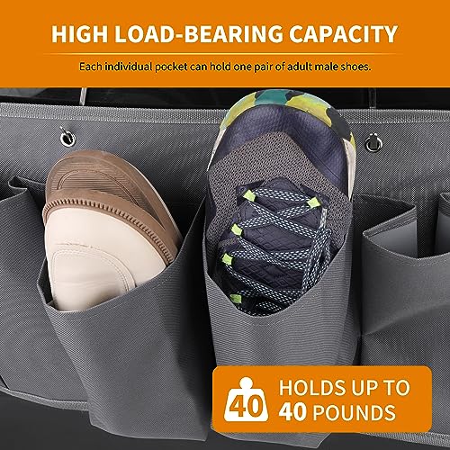 RVZONE RV Shoe Pockets 6 Large Pockets Heavy Hanging Bedside Storage Organizer with Sturdy Hooks for Shoes, Toys and Tools - color: Grey, size: Cloth, 1pcs