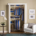 Rubbermaid Full Closet Organization Shelf System, Direct Wall Mount, Adjustable from 3-5 Ft., Mounting Hardware Kit Included, White, Wire Shelving Organizer System for Home/Laundry/Mudroom/Pantry - size: 3'-5' Lengths, style: Full Closet Kit
