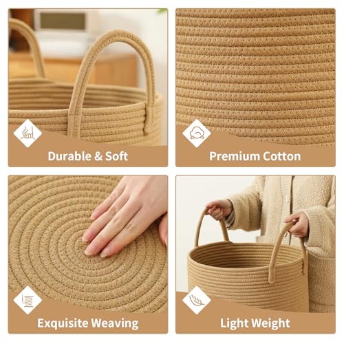 Laundry Basket Hamper Tall Rope Storage Woven for Blanket toys Dirty Clothes in Living Room Bathroom Bedroom (Jute Brown, 80L/21.3Gal) - color: Jute Brown, size: 80L/21.3Gal