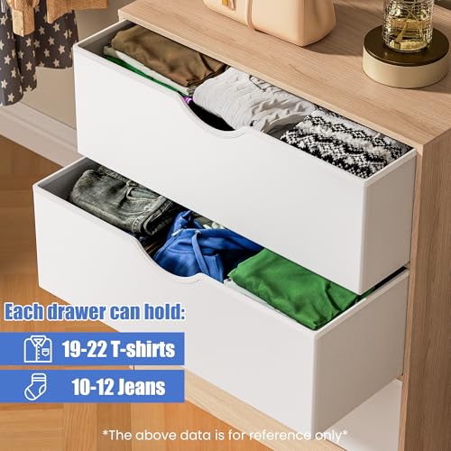 Housoul 3 Drawers Dresser (Set of 2) for Bedroom with Fabric PU Drawer, Wood Frame Dresser with Large Organizer, Chest of Drawers for Closet, Living Room, Hallway, Oak and White - color: Oak & White, size: 15.6"D x 27"W x 32"H (6 Drawers)