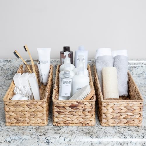 Household Essentials Water Hyacinth Rectangular Storage Basket, Natural - color: Natural
