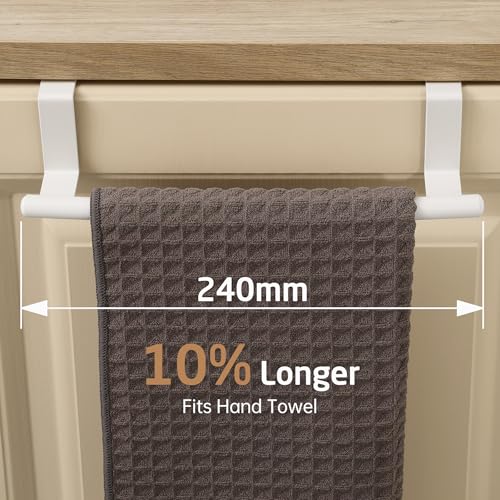 KES Over Cabinet Door Towel Bar Fit 1" Thick, Kitchen Towel Holder, Kitchen Towel Rack, Cabinet Towel Holder Scratchproof, White 2 Pack, KTH500S26-WH-P2 - color: White