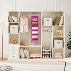 MAX Houser 6-Shelf Hanging Closet Organizer, Hanging Storage Shelves with 2 Sturdy Hooks Space-Saving for Bedroom, Foldable (Pink) - color: Pink