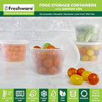 Freshware Food Storage Containers [50 Set] 16 oz Plastic Deli Containers with Lids, Slime, Soup, Meal Prep Containers | BPA Free | Stackable | Leakproof | Microwave/Dishwasher/Freezer Safe - size: 16 oz - 50 Sets