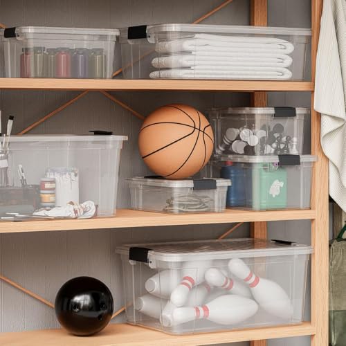 Superio Clear Storage Box with Lid, 1.85 Quart Plastic Container Bins for Organizing, Stackable Crates, BPA Free, Non Toxic, Odor Free, Organizers for Home, Office, School, and Dorm - size: 1.85 Qt