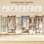 H6 Wall Mounted Closet System, Industrial Pipe Clothes Rack Clothing Racks with 6 Telescopic Rods & 3 Fixing Rods & 9 Shelves, Heavy Duty Closet Organizers and Storage in Wardrobe Closet (Black) - color: Black